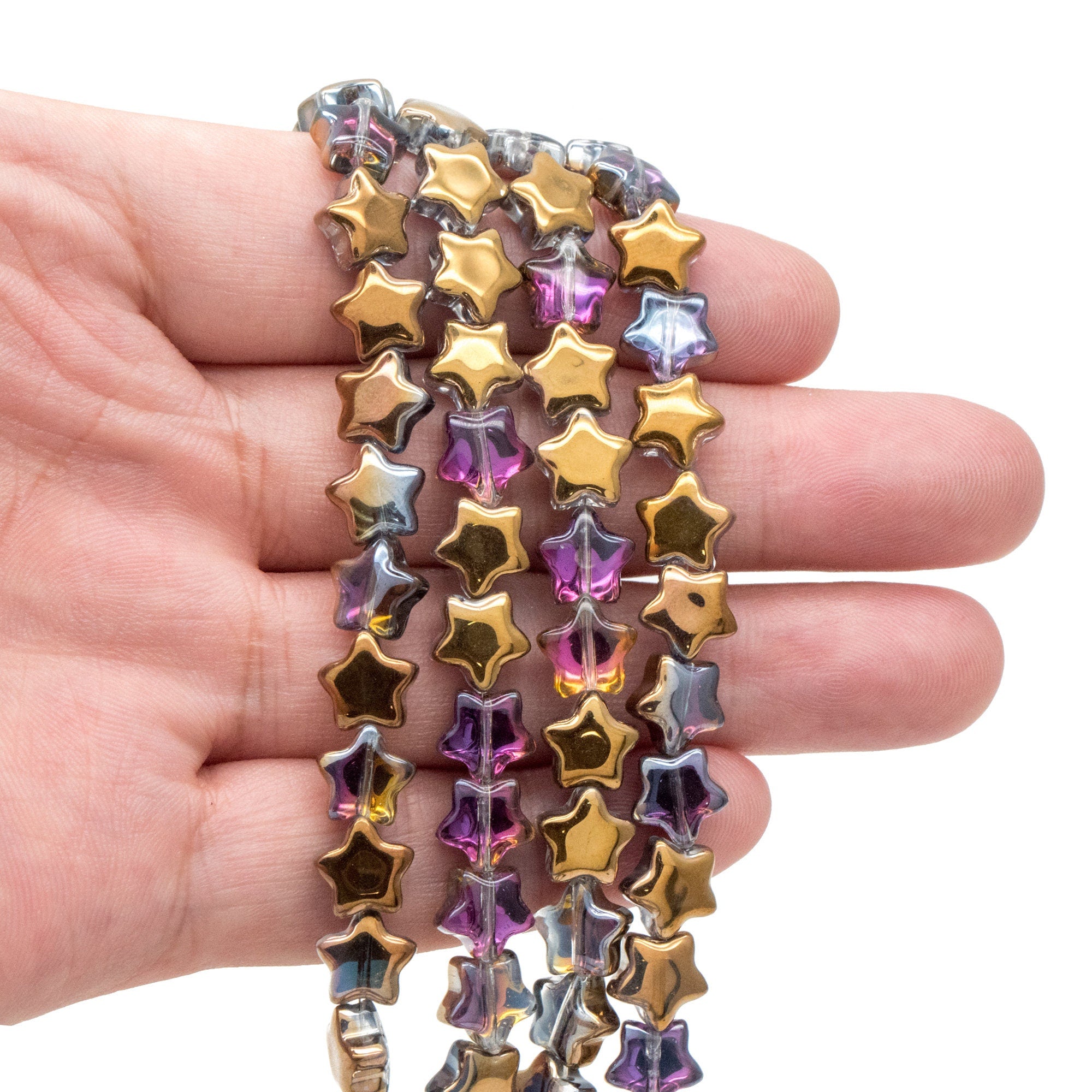 20pcs Sparkly Crystal Star Beads 8mm, Smooth Glass Star Beads (TS-133)